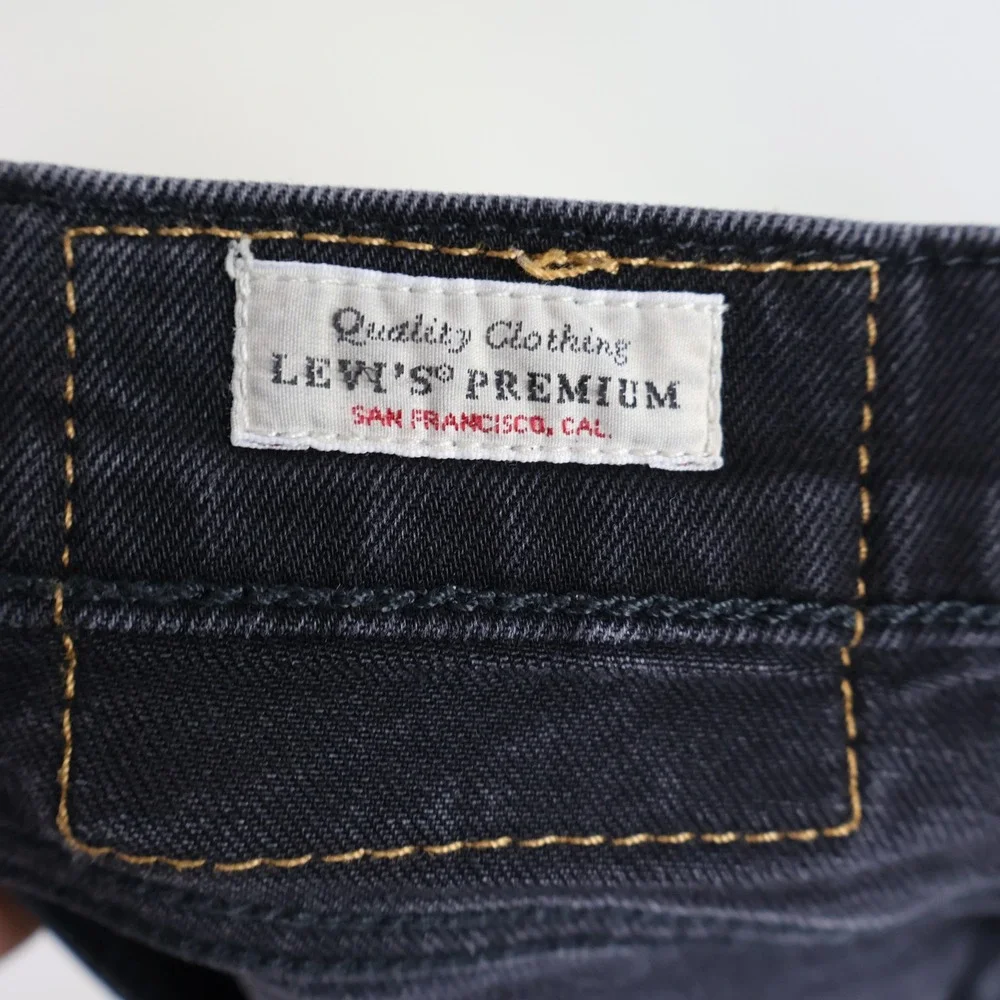 Levis‎ Premium 511 Slim Fit Jeans 36x32 Black Denim Stretch Casual Mens Pants